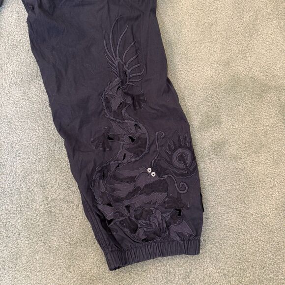 Maharishi Black Embroidered Dragon Snopant Vintage 2002 Size 12 M L 12 Y2K Pants - Picture 5 of 16